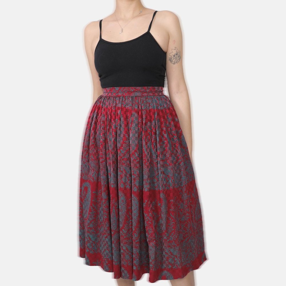 RED UNIQUE CHECKERED PLEATED SKIRT - Chopova Lowena inspired style